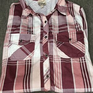 Como Vintage  Burgundy and White Plaid Shirt